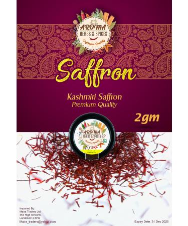 Saffron | Authentic Kashmiri saffron | Premium Quality (2 Gram) | Finest Pure Premium Red Kashmiri Saffron Threads Grade A+ Finest Grade Saffron for Tea Paella Rice Desserts and all Culinary Uses
