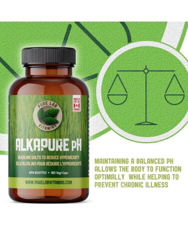 Pure Lab Vitamins | Alkapure pH | 180 Capsules | Alkaline pH Balance Pills | Essential Minerals Supplement | Antigas and Bloating Relief for Men & Women | Indigestion and Heartburn Relief | Antacid Pills 180 count (Pack of 1) - Buy Online on GoSupps.com