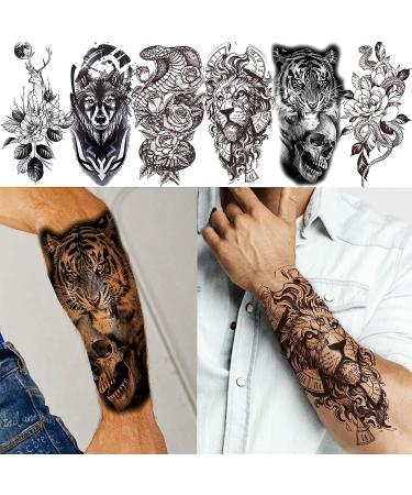 VANTATY 20 Sheets Extra Large Full Arm Temporary Tattoos - Tiger, Snake, Leopard, Lion King Sleeve for Men, Women, and Kids - Waterproof Fake Tattoo Stickers for Warrior Theme - Buy Online on GoSupps.com
