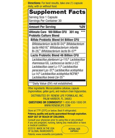 Renew Life Ultimate Flora Probiotic 100 Billion - 30 Vegetarian Capsules - Buy Online on GoSupps.com