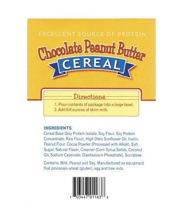 HealthSmart High Protein Chocolate Peanut Butter Cereal - 15g Protein, Low Calorie, Low Sugar, Low Fat, Low Carb, Gluten-Free, Keto Diet Friendly - 7 Count Box - Buy Online on GoSupps.com