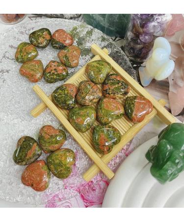 XIANNVXI 10 PC Unakite Heart Stones - Polished Natural Healing Crystals & Gemstones Set | Pink Green Thulite for Luck - Buy Online on GoSupps.com