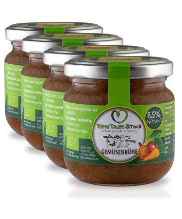 ORGANIC vegetable broth natural - no powder. 85% vegetables. No yeast sugar flavour enhancers glutamate oil etc. (4x180g)