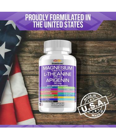 Premium Magnesium Complex Supplement with L Theanine, Apigenin, and Herbal Blend for Stress & Sleep Support - 1000mg Magnesium, 200mg L Theanine, 50mg Apigenin - Made in USA - Buy Online on GoSupps.com