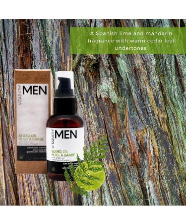 Vitabath Men's Beard Oil - Soothing Hemp & Jojoba Moisturizer for Healthy Hydrated Facial Hair - Lime & Cedarleaf - 2 fl oz - Buy Online on GoSupps.com