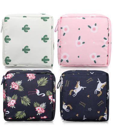 4 Pieces Sanitary Napkin Storage Bags Period Bag for Teen Girls Pad Bags for Period for School Sanitary Pouch for Feminine Products Sanitary Pad Storage Bag with Zipper for Teen Girls Women Ladies