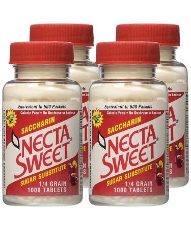 Necta Sweet Saccharin Tablets 1/4 Grain 1000 Tablet Bottle x 4 - Bulk Pack for Sweetening Needs - Buy Online on GoSupps.com