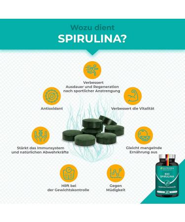 Buy Certified Organic Spirulina Tablets | 200 Pieces - 500mg High Dose Vegan Lab Tested No Additives - Buy Online on GoSupps.com