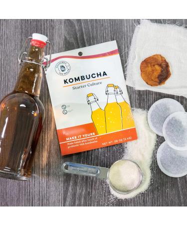 Cultures for Health Dehydrated SCOBY Kombucha Starter | DIY Fizzy Fermented Tea Probiotic Drink | Heirloom Culture Makes Limitless Batches | Dairy Free Gluten Free Vegan Superfood | pH Strips Included - Buy Online on GoSupps.com