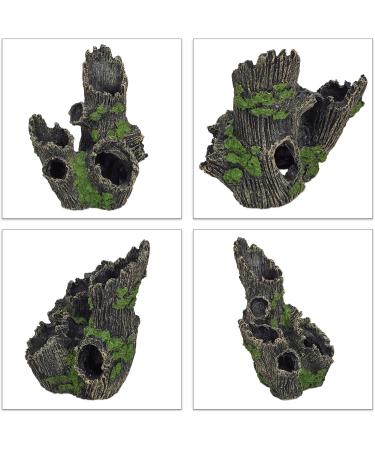 Relaxdays Aquarium Decoration - Tree Trunk Cave Hiding Place | Natural Look 16.5x15.5x11 cm | Black-Green Aquarium Accessory - Buy Online on GoSupps.com