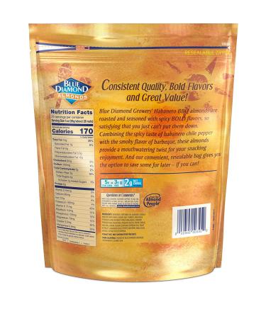 Blue Diamond Almonds Habanero BBQ 25oz Resealable Bag - Spicy Snack Nuts - Buy Online on GoSupps.com