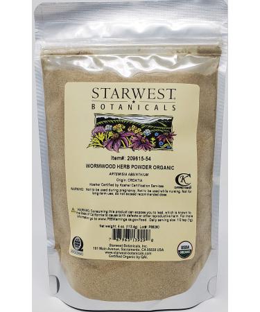 Starwest Botanicals Organic Wormwood Herb Powder 4 Ounces