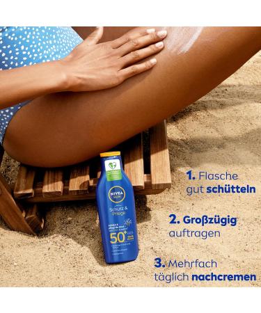 Nivea Sun Protection & Care Sun Milk LSF 50+ (3-Pack) - 200 ml Sunscreen for 48h Moisture & Immediate UVA/UVB Protection - Buy Online on GoSupps.com