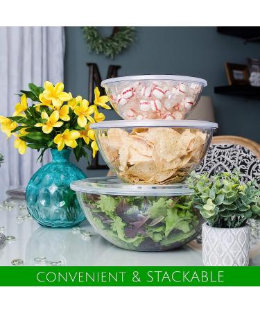 PLASTICPRO 96 OUNCE Disposable Round Serving Bowls with Lids - Clear Chip, Snack, Candy, Salad Bowl - Party Essentials - Buy Online on GoSupps.com