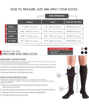 Truform Compression Knee High Socks 30-40 mmHg - Large Black Pack of 2 | International Shipping Available - Buy Online on GoSupps.com