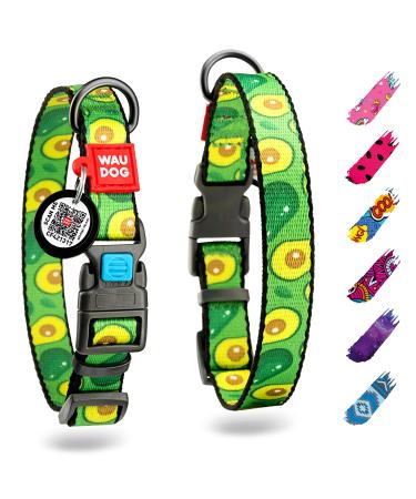 Waudog nylon collar dog dog hewing band large dogs dog collar medium-sized dog collar little dog dog dogs neck band nylon dog cloak puppy adjustable digital dog brand avocado 35-58 cm length 25 mm width