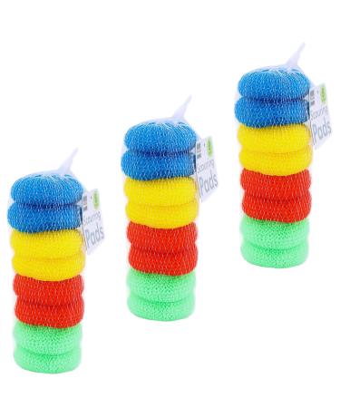 Pack of 24 Assorted Colors Round Nylon Dish Scouring Pads, Mesh Scourers