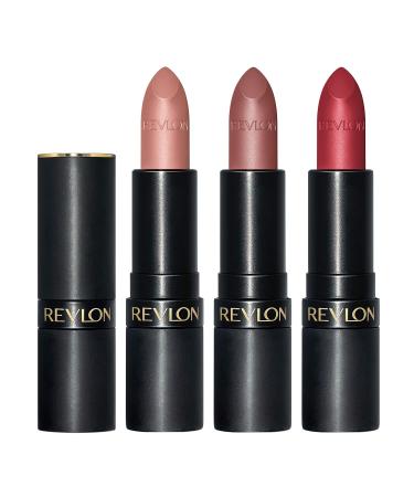 Revlon Super Lustrous Lipstick Set: 3 Piece Gift Set with High Impact Matte Finish in Nude Plum & Red - Buy Online on GoSupps.com