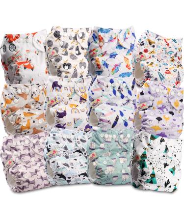 Littles and Bloomz Baby Reusable Pocket Nappy Cloth Diaper Standard Popper 12 Nappies FLP2-1201