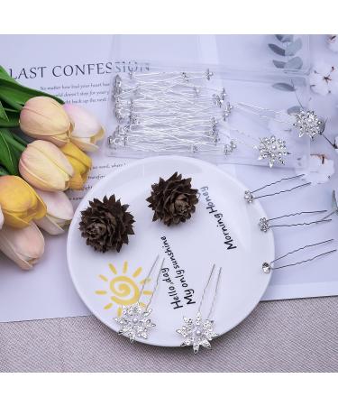 40 Pcs Silver Rhinestone Pearl Wedding Flower Hair Pins for Bridal and Bridesmaids - Gingbiss U Shape Hair Accessories for Women and Girls - Buy Online on GoSupps.com