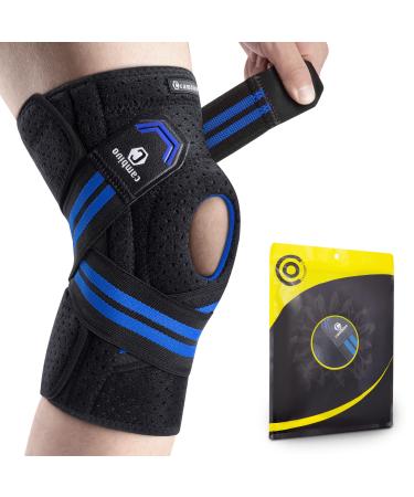 CAMBIVO Knee Brace with Side Stabilizers & Patella Gel Pads Knee Compression Sleeve for Meniscus Tear ACL MCL Adjustable Compression Knee Support for Women and Men(Upgrade Blue Medium) Medium Upgrade Blue