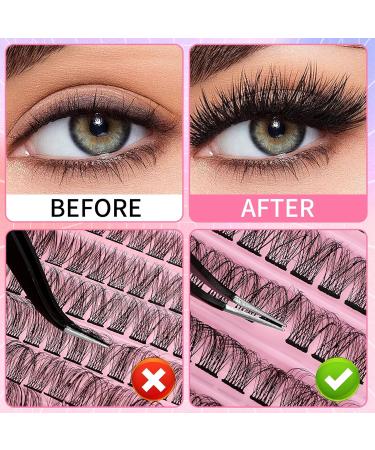 140pcs D Curl Eyelash Clusters | 8-16mm Individual Fluffy Lash Extensions | Best False Lashes for Beginners | DIY Wispy Cluster Lashes - Buy Online on GoSupps.com