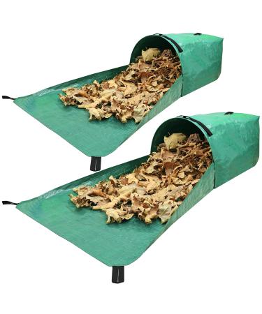 Gardzen Leaf Collector Sets Include Dustpan Bags and Leaf Tarps Reusable Yard Tarp Bags for Clean Ups 2 Pack 53 Gal Bags with Mats