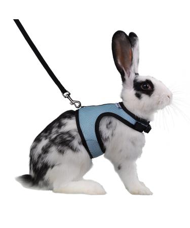 Niteangel Adjustable Soft Harness with Elastic Leash for Rabbit (L Blue) L Blue