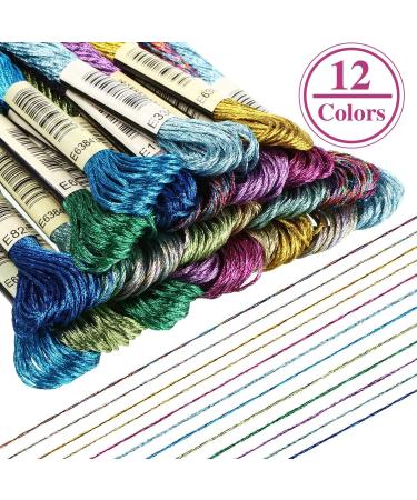24-Piece Metallic Embroidery Thread Set for DIY Crafts - Glitter Cross Stitch Skeins for Friendship Bracelets & Embroidery Projects - Buy Online on GoSupps.com