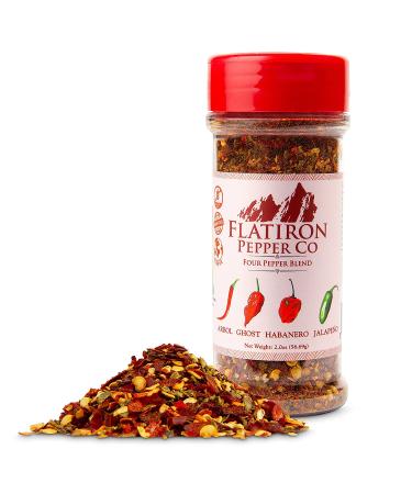 Flatiron Pepper Co Four Pepper Blend Red Chile Flakes 1.8 oz - Habanero Jalapeno Arbol Ghost Pepper - Premium Spice Blend - Buy Online on GoSupps.com