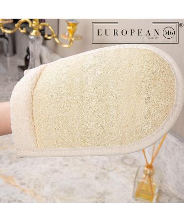 European M6 Loofah Exfoliating Body Scrubber - Dual Side Big Size Bath Sponge Glove for Deep Exfoliation - Natural Organic Luffa for Women and Men - Buy Online on GoSupps.com