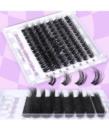 JIMIRE Individual Eyelash Extension Kit | DIY Lash Extension Kit 96Pcs | D Curl Fluffy Volume Cluster Eyelashes | Includes Bond Seal and Remover | 12-14-16-18MM | 96Pcs Fluffy Clusters - Buy Online on GoSupps.com
