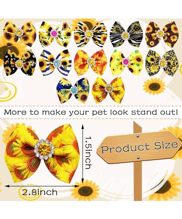 JpGdn 24Pcs/12Pairs Dog Hair Bows with Rubber Band Autumn Sunflower Pattern for Girls Female Cat Rabbit Puppy Poodle Top Knot Elastic Hair Bowknot Grooming Accessories Attachment Sunflower Autumn 24 - Buy Online on GoSupps.com