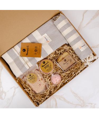 Luxurious Spa Gift Set - Self-Care Gifts for Women with Turkish Towels  Candle  Soap  Bath Salt  and Bath Bomb with Rose Scent. - Buy Online on GoSupps.com
