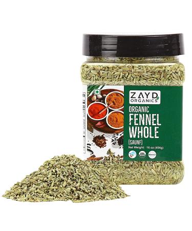 Zayd Organics USDA Organic Fennel Seeds Whole Saunf 16oz (454g) - Buy Online on GoSupps.com