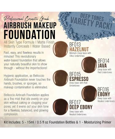 Belloccio Dark Color Shade Airbrush Makeup Foundation Set - Professional Cosmetic in 1/2 oz Bottles - Buy Online on GoSupps.com