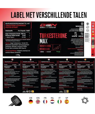 VitamineVersand 24 Turkesterone Max 120 capsules Extra high dosage with 1510 mg per daily portion With Bioenhancer Without unwanted additives Vegan - Buy Online on GoSupps.com