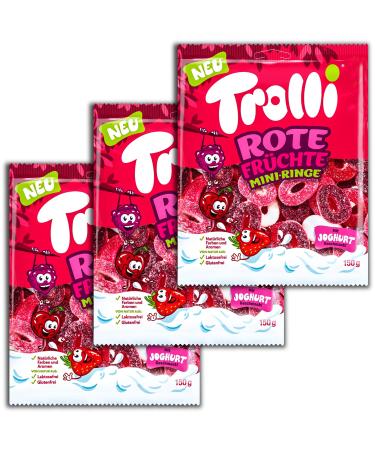 topDeal Trolli Set of 3 mini rings with red berries 3 x 150 g