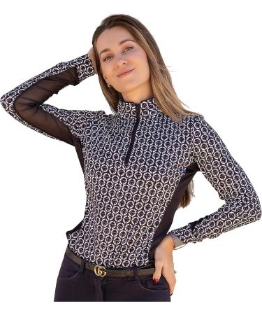 Equestrian Sun Shirt for Women - Long Sleeve Base Layer for Horseback Riding - English & Dressage Riders Gift - Black (Large) - Buy Online on GoSupps.com