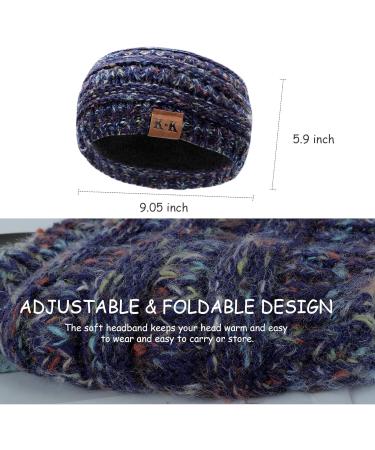 Women's Winter Knitted Headband - Chunky Crochet Braided Ear Warmer | Blue Fleece Lined Turban Headband for Sports, Yoga | Elastic Wide Hairband for Women UK - Buy Online on GoSupps.com