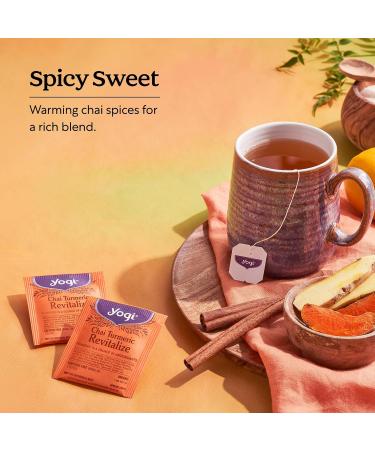 Yogi Tea Chai Turmeric Revitalize (Pack 6) - 96 Tea Bags - Caffeine-Free Herbal Tea with Antioxidant Support - Includes Turmeric Cinnamon Ginger & More - Buy Online on GoSupps.com