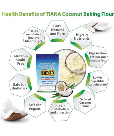 TIANA Fairtrade Organic Coconut Flour Premium Quality and Low-Carb 500g - Buy Online on GoSupps.com