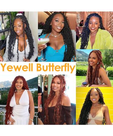 Yewell Butterfly Locs Crochet Hair 24 Inch 6 Packs - Soft Long Pre-looped Distressed Faux Locs Crochet Hair for Black Women, 1B Color - Pack of 6 - Buy Online on GoSupps.com