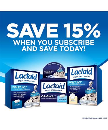 Lactaid Fast Act Lactose Intolerance Relief Caplets - 32 Travel Packs of 1-ct | Lactase Enzyme for Fast Relief - Buy Online on GoSupps.com