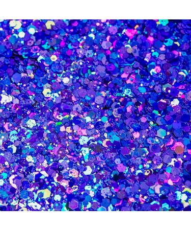 Hemoer Holographic Chunky Glitter - 100g Blue Craft Sequins for Resin Face Nails Body Slime & Festivals - Buy Online on GoSupps.com