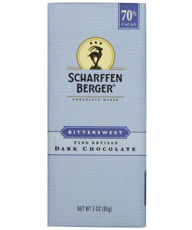 SCHARFFEN BERGER 70% Cacao Bittersweet Dark Chocolate Bar, 3 Ounce