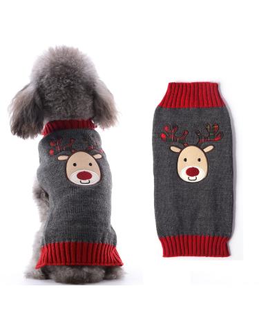 Hrttsy Christmas dog sweater winter warm dog cat sweater clothing pets coat costume puppy sweater pullover clothing for small medium-sized dogs big dog pet sweater xx-large gray elk