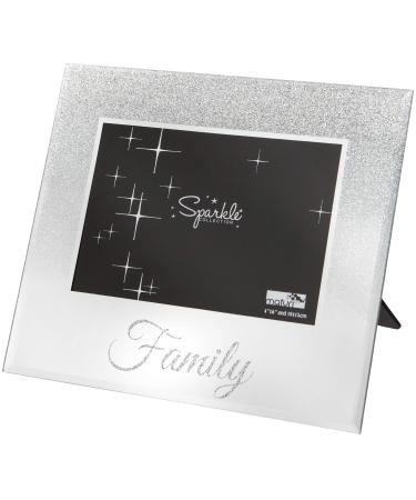 Maturi Silver Glitter Photo Frame Gift Mirrored 6 x 4 Inch Family