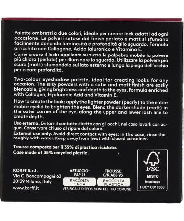  Korff KORFF Duo Eyeshadow Palette Eye Make-up 2 couleurs Highlighter Effect Natural to Intense Finish Cosmetic Bag with Applicator and Mirror 02 Cherry Blossom - Buy Online on GoSupps.com