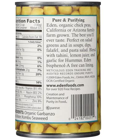 Eden Foods Organic Garbanzo Beans 15 oz - Buy Online for Quality & Flavor - Buy Online on GoSupps.com